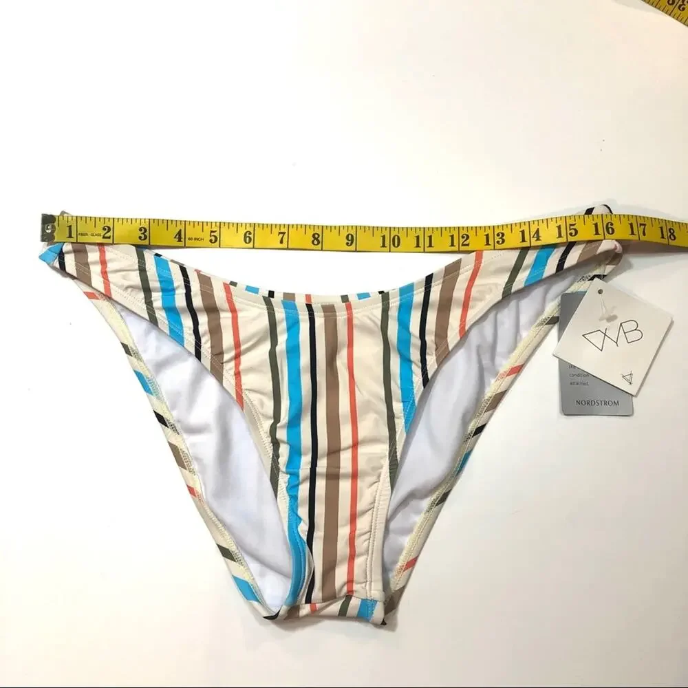 VYB High Leg Stripe Print Bikini Bottoms swim XL